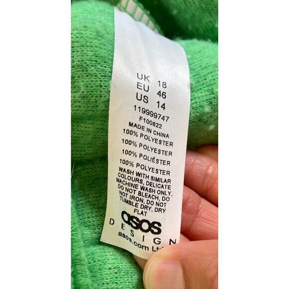 ASOS Design Fleece Crop Jacket Size 14 Women’s Green Full Zip - Picture 4 of 8